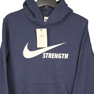 Nike Strength Fleece Hoodie Unisex Small Blue Pullover Athletic Sweatshirt NWT